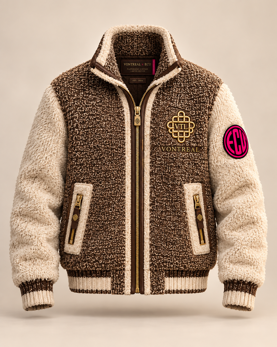 Vontreal x ECUstudios Playground Heritage Sherpa Jacket front view