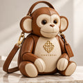 VONTREAL brown and cream monkey-shaped leather handbag